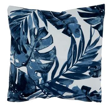 Saro Lifestyle Blue Tropical Leaf Outdoor Pillow