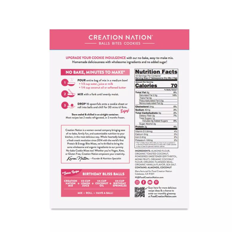 Creation Nation No Bake Coconut Vanilla Bliss Cookie Mix - Case of 6/8.5 oz, 3 of 5