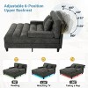 57" Modern Oversized Chenille Chaise Lounge Sofa Bed with Adjustable Backrest and RGB LED Light for Living Room-3irtyhousy - 2 of 4