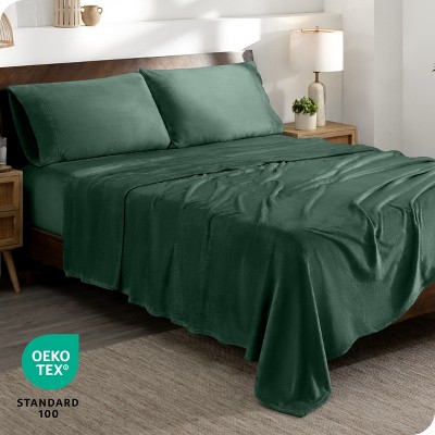 Forest Green Twin Microplush Deep Pocket Sheet Set
