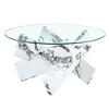 CENGHU Modern Circular Glass Coffee Table, 33.4" Modern and Distinctive Design Tea Table with Tempered Glass Countertop and MDF Table Legs - 3 of 4