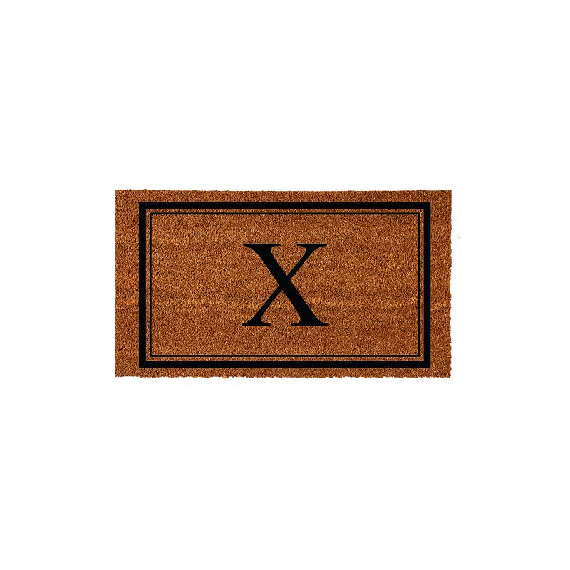 Evergreen Monogram Indoor Outdoor 100% Natural Coir Doormat 28" x 16" |  Letter  "X", 1 of 4
