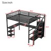 LOVSONMetal Queen Loft Bed with Wardrobe and LED Light, Queen Size Loft Bed with L Shaped Desk and USB for Kids Teens Adults, Black - 3 of 4