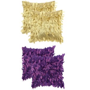 Unique Bargains Solid Color 3D Sequins Leaf Indoor Outdoor Throw Pillow Covers 4 Pcs - 1 of 4