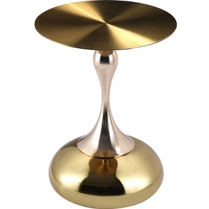 LeisureMod Savoy Series Wide Round End Table with Gold Stainless Steel Top and Pedestal Base – Modern Accent Table for Living Room, Bedroom, Office - 1 of 4