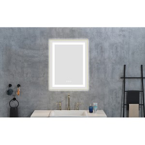 24 x 28 Inch LED Bathroom Mirror with Front and Backlight,Wall Mounted Vanity Mirror with Aluminum Frame,Anti-Fog, Memory, 3 Colors, Stepless Dimmable - 1 of 4