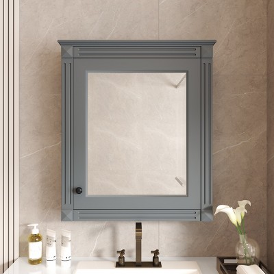 Wall Mounted Bathroom Storage Cabinet with Mirror Medicine Cabinet with Height Adjustable Shelf Toilet Space Saver Cabinet-The Pop Home