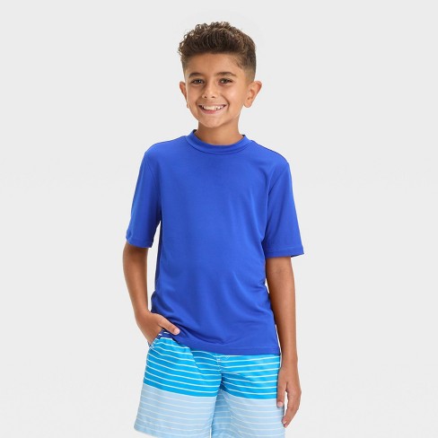 Boys Solid Rash Guard Top Cat Jack Blue L Target