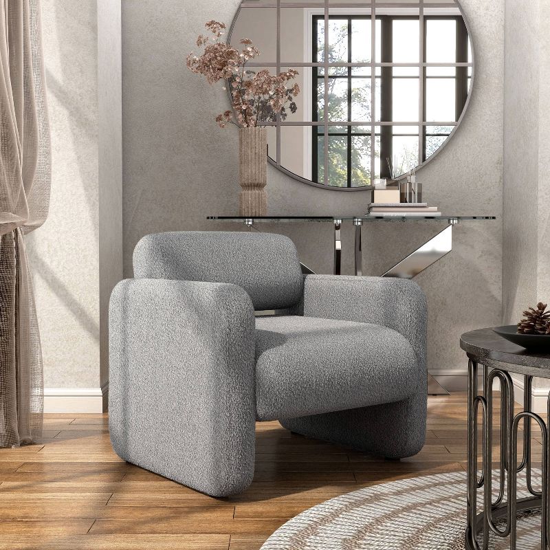 HOMES: Inside + Out Sanddrift Modern Boucle Upholstered Accent Chair, 2 of 9