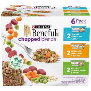 Purina Beneful Chopped Blends with Beef, Chicken & Lamb Recipes Wet Dog Food - 10oz - 1 of 4