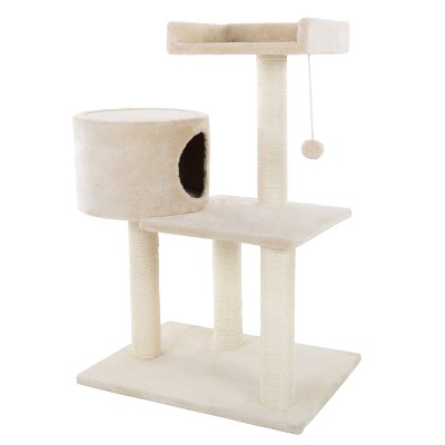 Beige 3-Tier Cat Tree with Sisal Rope Scratching Posts