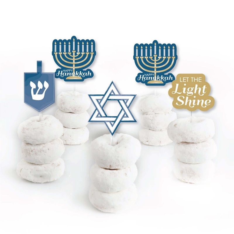 Big Dot of Happiness Happy Hanukkah - Dessert Cupcake Toppers - Chanukah Clear Treat Picks - Set of 24, 2 of 8