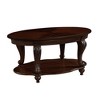 TOAOTBNBO Round Coffee Tables with Shelf, Vintage Sofa Table with Cabriole Legs, Mid-century Center Table for Living Room, Cherry - 2 of 4