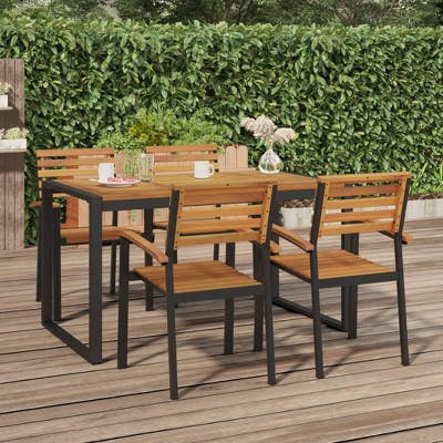 vidaXL Patio Table with U-shaped Legs 55.1 in.x31.5 in.x29.5 in. Solid Wood Acacia