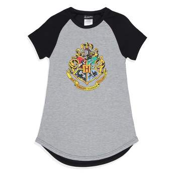 Harry Potter Girls' Wizarding World Hogwarts Crest Sleep Pajama Nightgown Grey