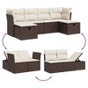 vidaXL Patio Sofa Set with Cushions Outdoor Furniture 6 Piece Poly Rattan - Brown and Cream without storage - 3 of 4