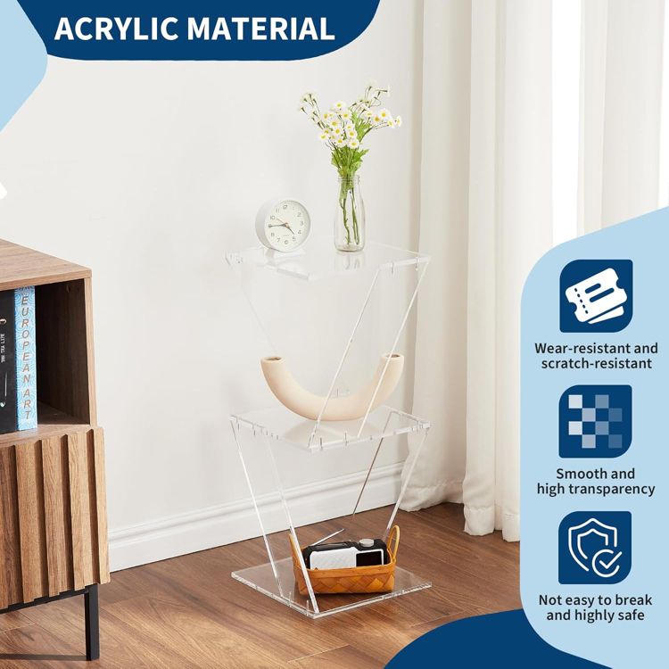 3-Tier Acrylic Ladder Bookshelf – Clear Wall Mounted Bookcase, Space-Saving Floating Shelf for Small Spaces, Living Room, Bedroom, Bathroom, Office, 4 of 7