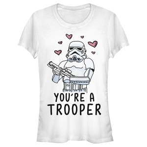Juniors Womens Star Wars Valentine's Day You're A Trooper T-Shirt - 1 of 4