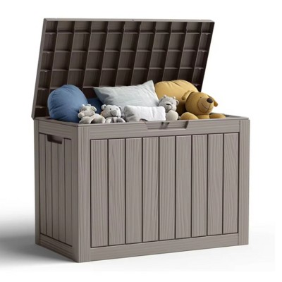 Infurnic Deck Boxes, Outside Storage Box Container with Handle for Storage Patio Furniture, Garden Tools, Pool Supplies, Brown, 30.75"*17.1"*21.85"