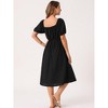 INSPIRE CHIC Women's Eyelet Square Neck Short Puff Sleeve Casual A Line Summer Midi Dress - 4 of 4
