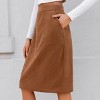 Women's Brown Corduroy Pocket Midi Skirt - Cupshe - 2 of 4