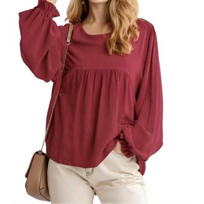 Women's Pleated Detail Babydoll Top - umgee