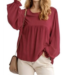 Women's Pleated Detail Babydoll Top - umgee - 1 of 4