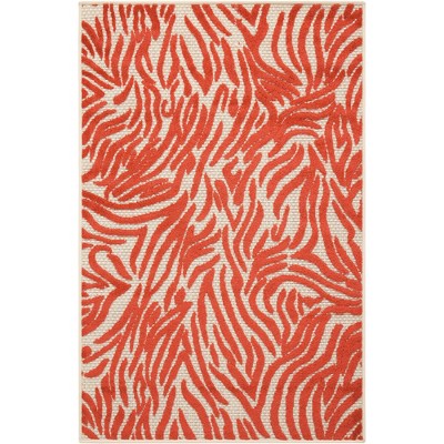 Nourison Aloha Vibrant Zebra Indoor/Outdoor Area Rug Red 2'8" x 4'