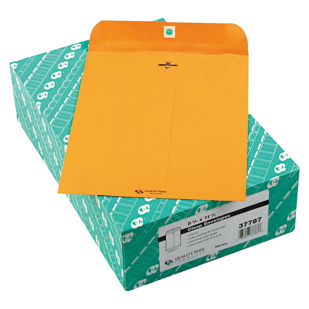 Quality Park 8 3/4 x 11 1/2-32 lb Clasp Envelope- Brown (100 Per Box)