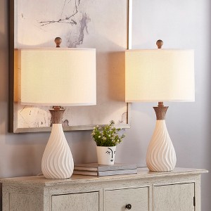 Maxax White Modern Table Lamp, Minimalist Desk Lamp with Textured Ceramic,Decorative Lamp for Living Room,Nightstand - 1 of 4