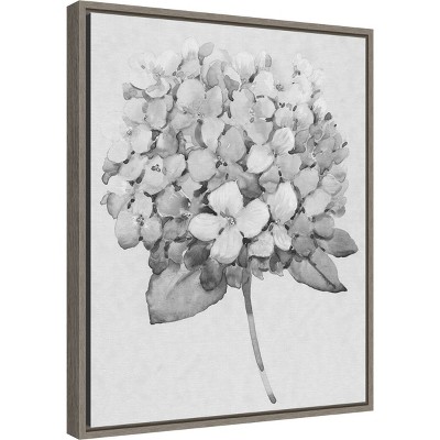 Silvertone Floral II 16" x 20" Grayscale Canvas Print with Frame