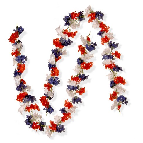 6 Ft. Patriotic Hydrangea Garland (2pk) - National Tree Company : Target