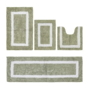 Hotel Bath Rug 100% Premium Cotton Tufted Weave Two Tone Reversible 4 Piece Bathroom Rug Set, Super Soft & Water Absorbent, Machine Washable Bathmat - 1 of 4