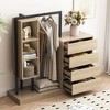 50.4" Wardrobe Closet with 4 Drawers, Clothes Storage Cabinet with Hanging Rack,Wood Armoire Garment Rack Dresser for Bedroom Closet Entryway - 2 of 4