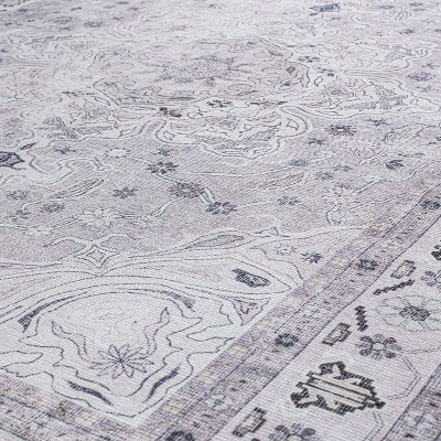 Gray Medallion Flat Woven Machine Washable Area Rug 7'7"x9'6"