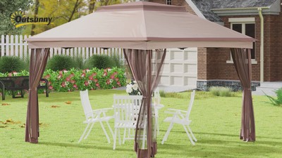 Outsunny Blue Pop-Up Gazebo with Mesh Sidewalls