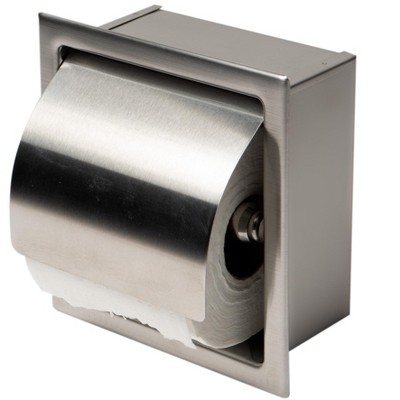 ALFI ABTP77-BSS Brushed Stainless Steel Recessed Toilet Paper Holder with Cover