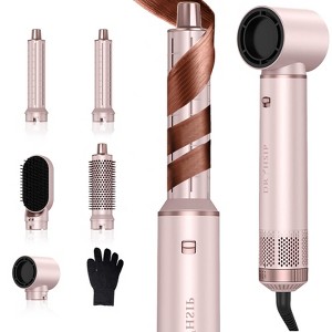 Dryhsip 5 in 1 Air Styler, Multi Ionic Hair Dryer Brush Set, 800W Auto Air Wrap Hair Styler Without Heat Damage, Curl, Volumize and Straighten,Pink - 1 of 4