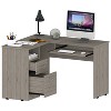 Vynxaria L-Shaped Corner Desk Computer Desks 2 Drawers Shelf CPU Storage Ideal for Home Offices Small Spaces - 2 of 4