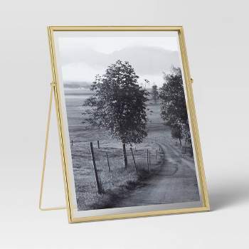 9" x 11" Float to 8" x 10" Linear Metal Easel Single Image Frame Brass - Threshold™