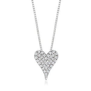 Pure Collection by Ross-Simons 0.20 ct. t.w. Pave Diamond Heart Necklace in Sterling Silver Size 18 - 1 of 4