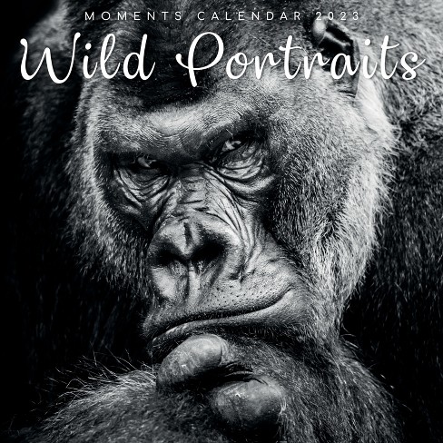 2023 Square Wall Calendar, Wild Portraits, 16-month Black And White