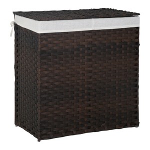BestMassage Laundry Basket 90/110L Foldable Rattan Laundry Hampers with Lid and Laundry Bags - 1 of 4