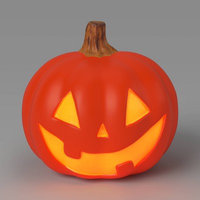 9" Lit Pumpkin Jack with Timer Full Blow Mold and No Cutout Halloween Decorative Prop - Hyde and EEK! Boutique™