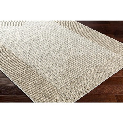 Ivory Geometric Synthetic Fur Stain-Resistant 8' x 10' Rug