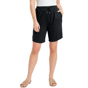 June + Vie by Roaman's Women's Plus Size French Terry Shorts - 1 of 4
