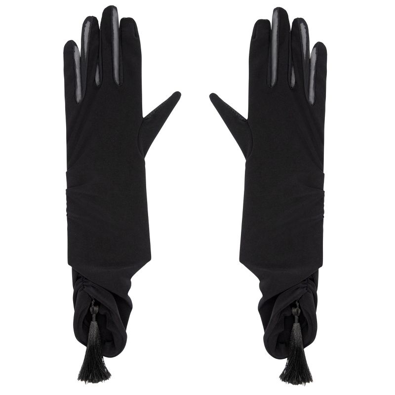 LECHERY Women's Velvety Silky Opera Gloves With Tassel (1 Pair) - One Size, Black, 1 of 6