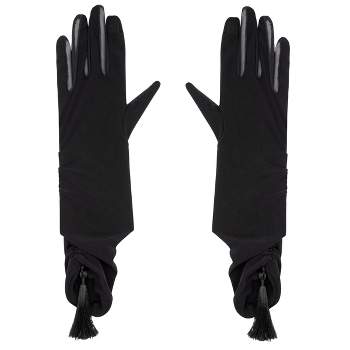 LECHERY Women's Velvety Silky Opera Gloves With Tassel (1 Pair) - One Size, Black