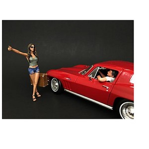 Hitchhiker 2 piece Figurine Set (Green Shirt) for 1/24 Scale Models by American Diorama - 1 of 4