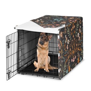 Sweet Jojo Designs Girl Dog Crate Kennel Cover 48in. Boho Floral Wildflower Black and Orange - 1 of 4
